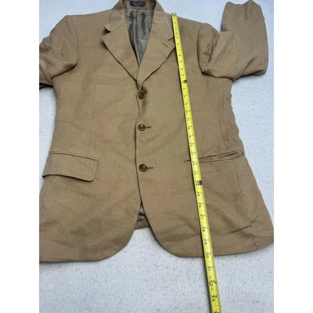 Saks Fifth Avenue Loro Piano Blazer Mens 38 Beige Herringbone 100% Camelhair